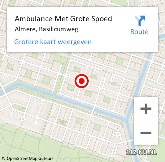 Locatie op kaart van de 112 melding: Ambulance Met Grote Spoed Naar Almere, Basilicumweg op 5 april 2020 18:59