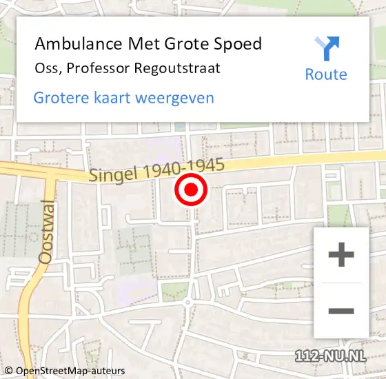 Locatie op kaart van de 112 melding: Ambulance Met Grote Spoed Naar Oss, Professor Regoutstraat op 5 april 2020 21:13