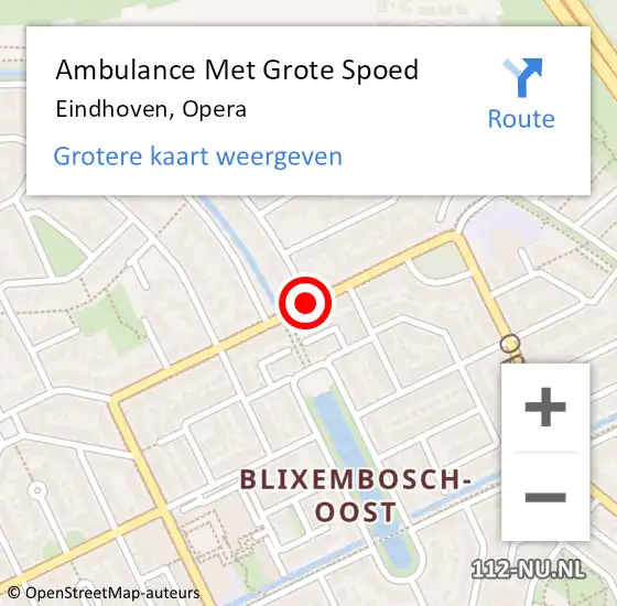 Locatie op kaart van de 112 melding: Ambulance Met Grote Spoed Naar Eindhoven, Opera op 6 april 2020 01:21