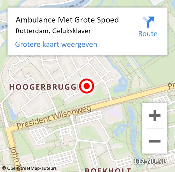 Locatie op kaart van de 112 melding: Ambulance Met Grote Spoed Naar Rotterdam, Geluksklaver op 6 april 2020 05:36