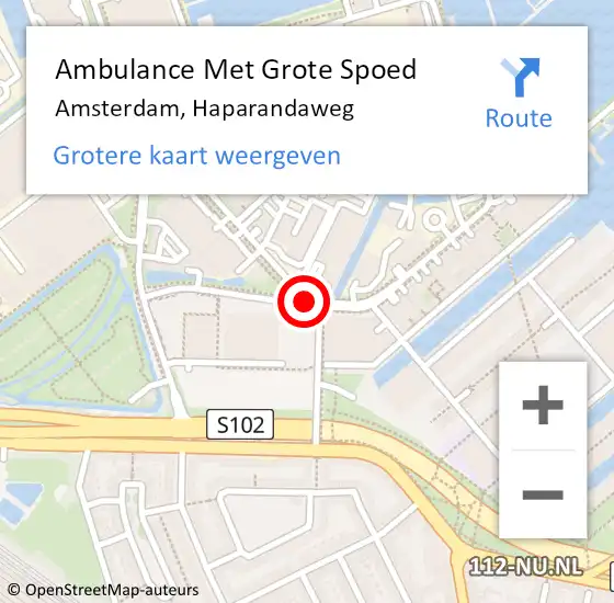 Locatie op kaart van de 112 melding: Ambulance Met Grote Spoed Naar Amsterdam, Haparandaweg op 6 april 2020 12:16