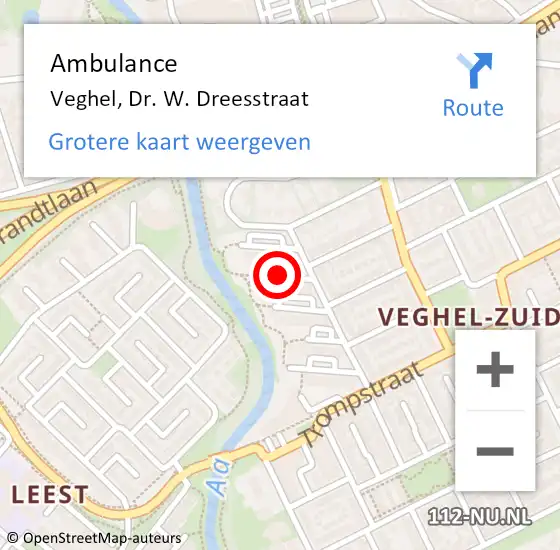 Locatie op kaart van de 112 melding: Ambulance Veghel, Dr. W. Dreesstraat op 6 april 2020 12:42