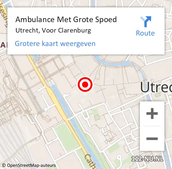 Locatie op kaart van de 112 melding: Ambulance Met Grote Spoed Naar Utrecht, Voor Clarenburg op 6 april 2020 13:07