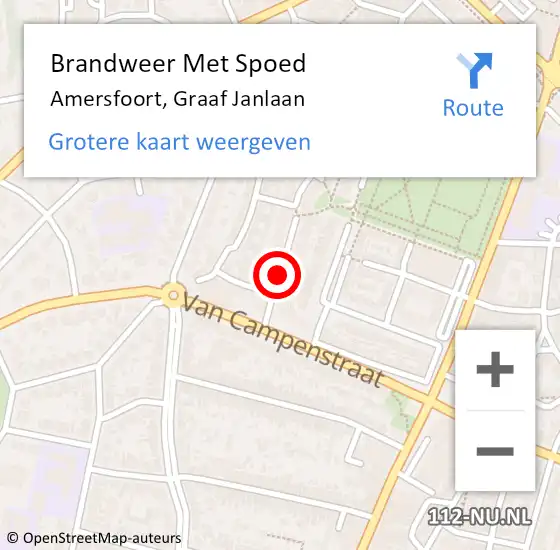 Locatie op kaart van de 112 melding: Brandweer Met Spoed Naar Amersfoort, Graaf Janlaan op 6 april 2020 20:08