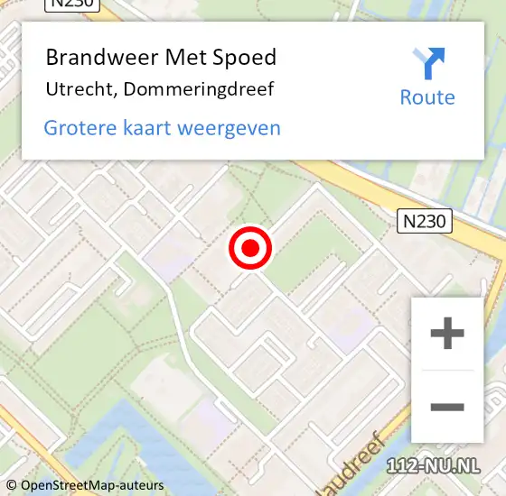 Locatie op kaart van de 112 melding: Brandweer Met Spoed Naar Utrecht, Dommeringdreef op 6 april 2020 21:45