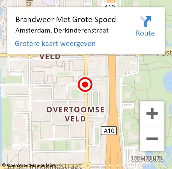 Locatie op kaart van de 112 melding: Brandweer Met Grote Spoed Naar Amsterdam, Derkinderenstraat op 7 april 2020 02:12