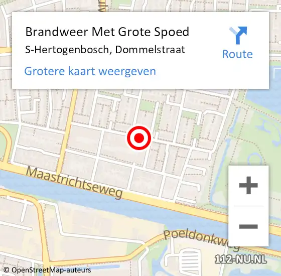 Locatie op kaart van de 112 melding: Brandweer Met Grote Spoed Naar S-Hertogenbosch, Dommelstraat op 7 april 2020 03:04