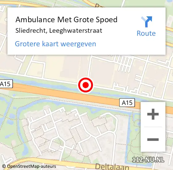 Locatie op kaart van de 112 melding: Ambulance Met Grote Spoed Naar Sliedrecht, Leeghwaterstraat op 7 april 2020 08:16