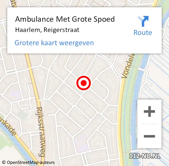 Locatie op kaart van de 112 melding: Ambulance Met Grote Spoed Naar Haarlem, Reigerstraat op 7 april 2020 08:21