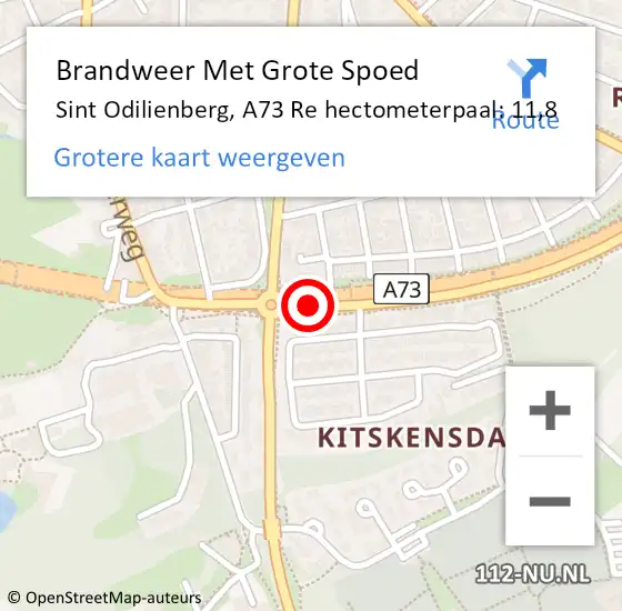 Locatie op kaart van de 112 melding: Brandweer Met Grote Spoed Naar Sint Odilienberg, A73 Re hectometerpaal: 12,3 op 7 april 2020 08:47