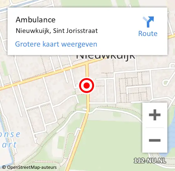 Locatie op kaart van de 112 melding: Ambulance Nieuwkuijk, Sint Jorisstraat op 7 april 2020 08:50