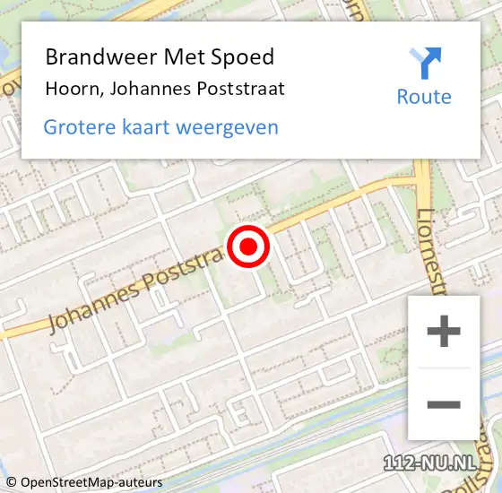 Locatie op kaart van de 112 melding: Brandweer Met Spoed Naar Hoorn Nh, Poststraat op 7 april 2020 09:11