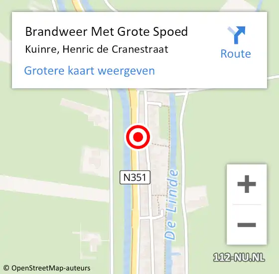 Locatie op kaart van de 112 melding: Brandweer Met Grote Spoed Naar Kuinre, Henric de Cranestraat op 3 mei 2014 11:34