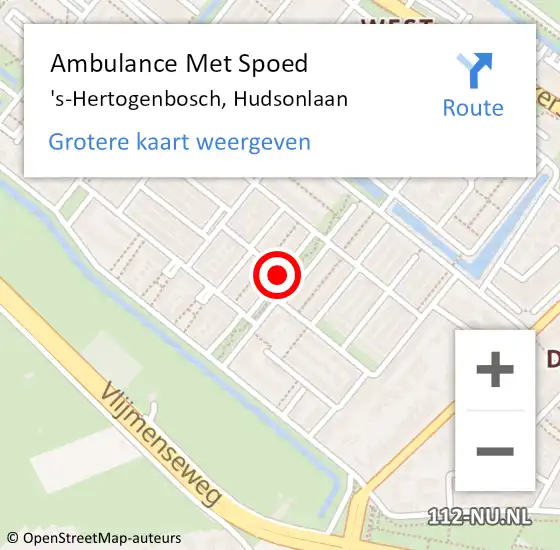 Locatie op kaart van de 112 melding: Ambulance Met Spoed Naar 's-Hertogenbosch, Hudsonlaan op 7 april 2020 12:49