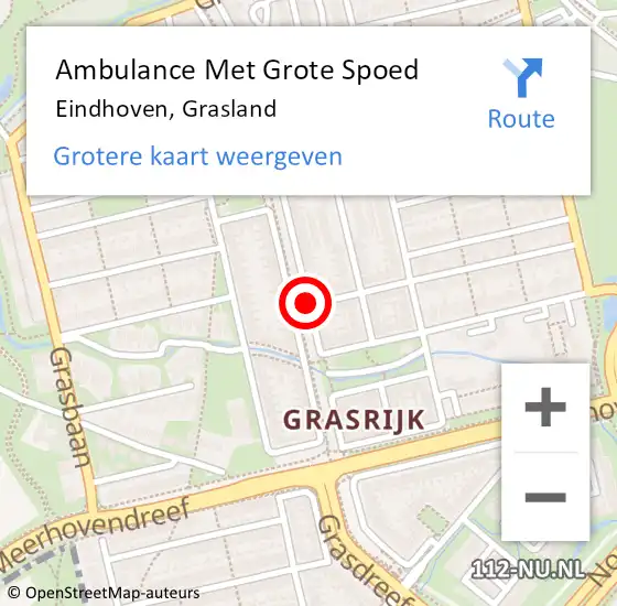 Locatie op kaart van de 112 melding: Ambulance Met Grote Spoed Naar Eindhoven, Grasland op 7 april 2020 12:54