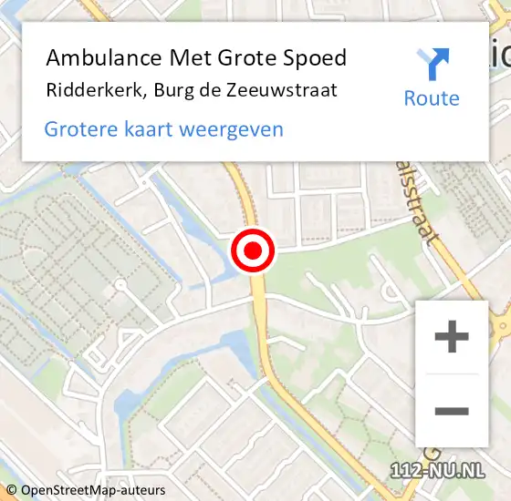 Locatie op kaart van de 112 melding: Ambulance Met Grote Spoed Naar Ridderkerk, De Zeeuwstraat op 7 april 2020 14:26