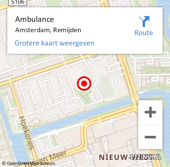 Locatie op kaart van de 112 melding: Ambulance Amsterdam, Remijden op 7 april 2020 15:38