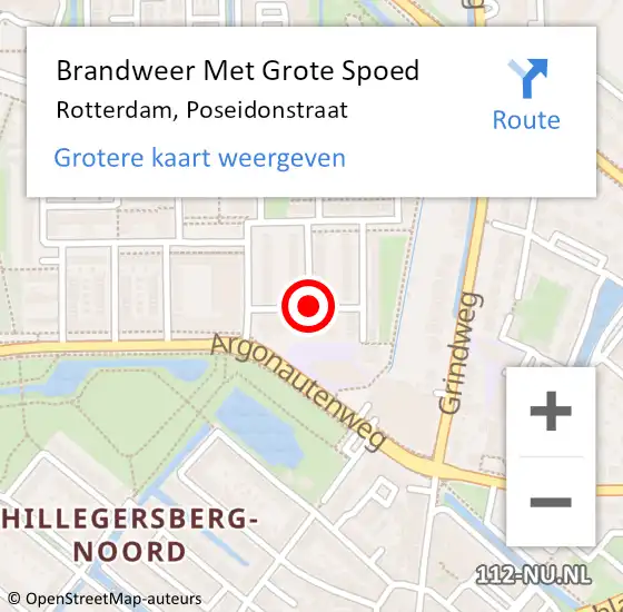 Locatie op kaart van de 112 melding: Brandweer Met Grote Spoed Naar Rotterdam, Poseidonstraat op 7 april 2020 17:07