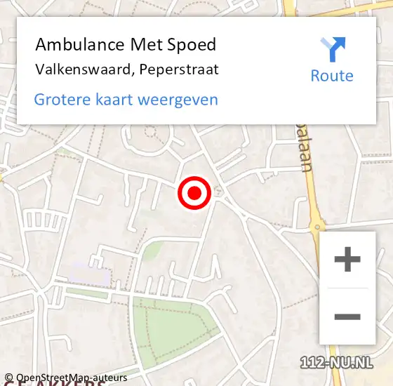 Locatie op kaart van de 112 melding: Ambulance Met Spoed Naar Valkenswaard, Peperstraat op 7 april 2020 17:15