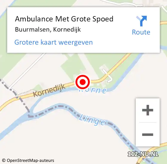 Locatie op kaart van de 112 melding: Ambulance Met Grote Spoed Naar Buurmalsen, Kornedijk op 7 april 2020 18:20