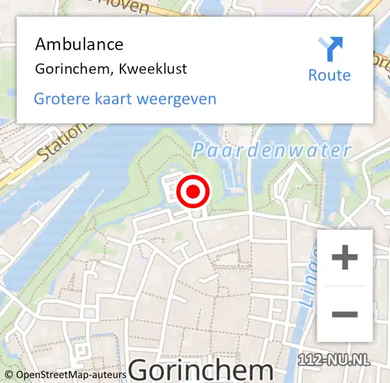 Locatie op kaart van de 112 melding: Ambulance Gorinchem, Kweeklust op 7 april 2020 20:13