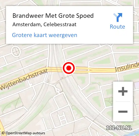 Locatie op kaart van de 112 melding: Brandweer Met Grote Spoed Naar Amsterdam, Celebesstraat op 8 april 2020 10:31