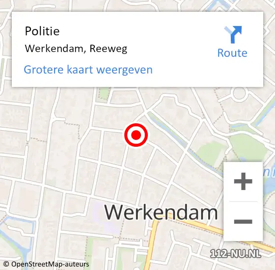 Locatie op kaart van de 112 melding: Politie Werkendam, Reeweg op 8 april 2020 12:38