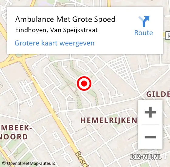 Locatie op kaart van de 112 melding: Ambulance Met Grote Spoed Naar Eindhoven, Van Speijkstraat op 8 april 2020 12:38