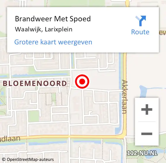 Locatie op kaart van de 112 melding: Brandweer Met Spoed Naar Waalwijk, Larixplein op 8 april 2020 14:02