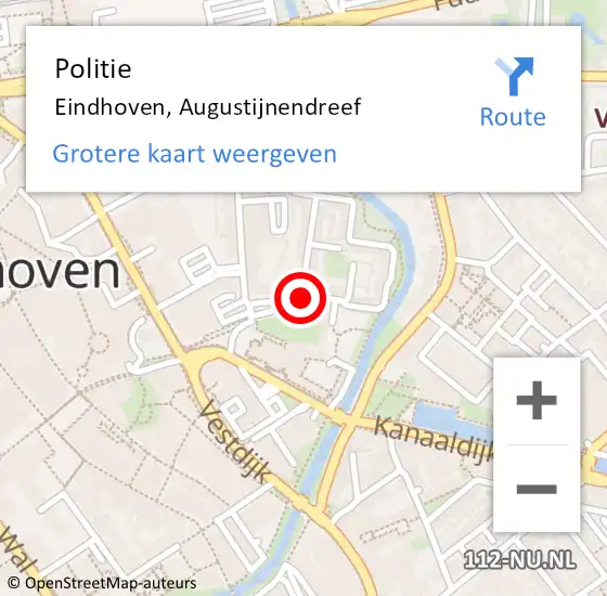 Locatie op kaart van de 112 melding: Politie Eindhoven, Augustijnendreef op 8 april 2020 14:44
