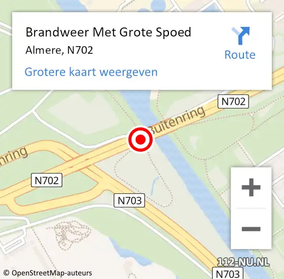 Locatie op kaart van de 112 melding: Brandweer Met Grote Spoed Naar Almere, N702 op 8 april 2020 16:13