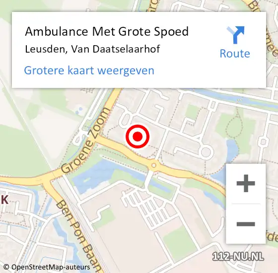 Locatie op kaart van de 112 melding: Ambulance Met Grote Spoed Naar Leusden, Van Daatselaarhof op 3 mei 2014 14:11