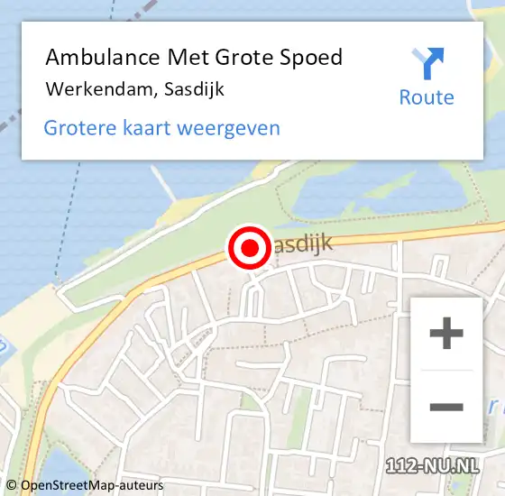 Locatie op kaart van de 112 melding: Ambulance Met Grote Spoed Naar Werkendam, Sasdijk op 8 april 2020 17:20