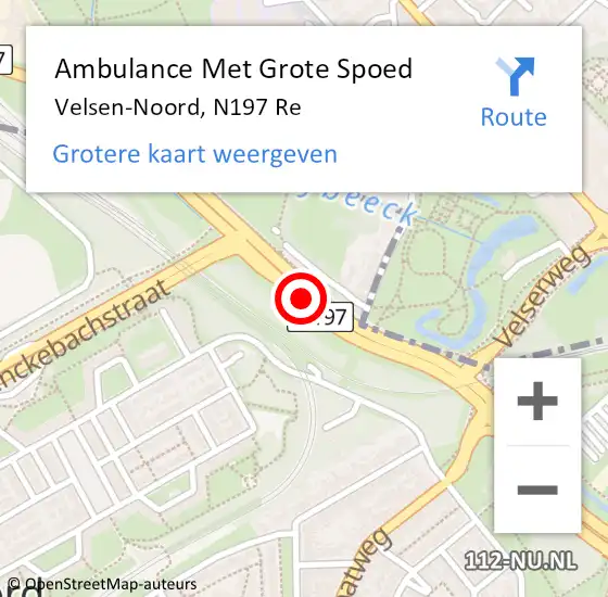 Locatie op kaart van de 112 melding: Ambulance Met Grote Spoed Naar Velsen-Noord, N197 Re op 8 april 2020 21:53