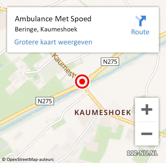 Locatie op kaart van de 112 melding: Ambulance Met Spoed Naar Beringe, Kaumeshoek op 9 april 2020 07:59