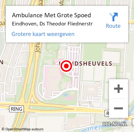 Locatie op kaart van de 112 melding: Ambulance Met Grote Spoed Naar Eindhoven, Ds Theodor Fliednerstr op 9 april 2020 15:44