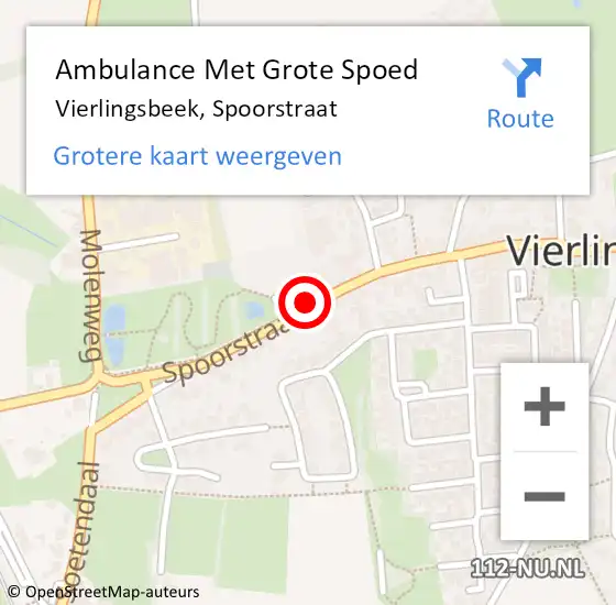 Locatie op kaart van de 112 melding: Ambulance Met Grote Spoed Naar Vierlingsbeek, Spoorstraat op 9 april 2020 17:03