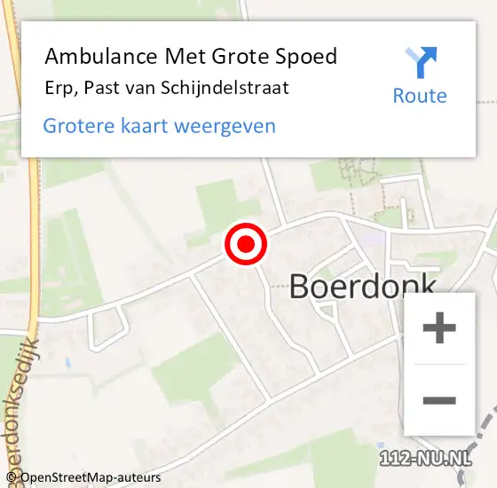 Locatie op kaart van de 112 melding: Ambulance Met Grote Spoed Naar Erp, Past van Schijndelstraat op 9 april 2020 18:43