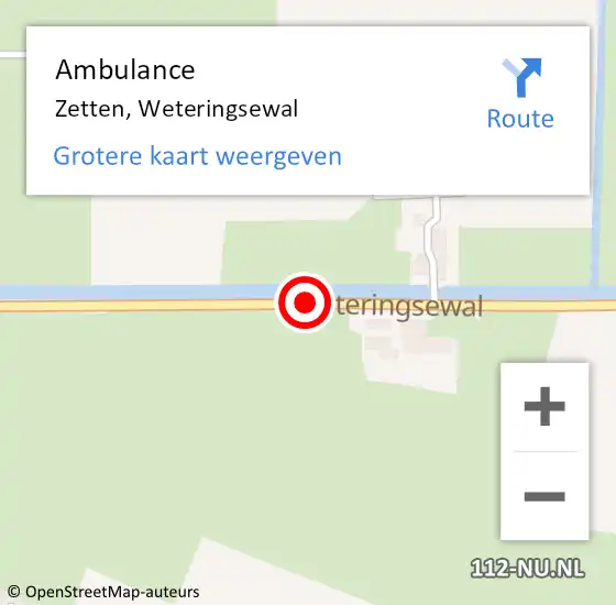 Locatie op kaart van de 112 melding: Ambulance Zetten, Weteringsewal op 9 april 2020 22:27