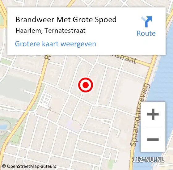 Locatie op kaart van de 112 melding: Brandweer Met Grote Spoed Naar Haarlem, Ternatestraat op 10 april 2020 03:24