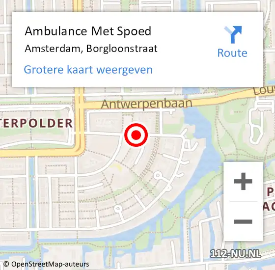 Locatie op kaart van de 112 melding: Ambulance Met Spoed Naar Amsterdam, Borgloonstraat op 10 april 2020 04:36