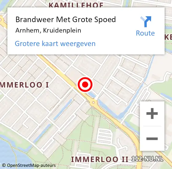 Locatie op kaart van de 112 melding: Brandweer Met Grote Spoed Naar Arnhem, Kruidenplein op 10 april 2020 10:11