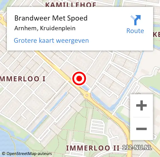 Locatie op kaart van de 112 melding: Brandweer Met Spoed Naar Arnhem, Kruidenplein op 10 april 2020 10:22