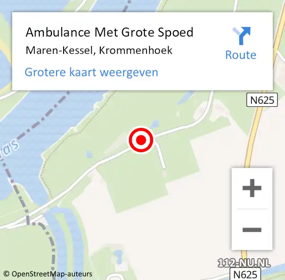 Locatie op kaart van de 112 melding: Ambulance Met Grote Spoed Naar Maren-Kessel, Krommenhoek op 10 april 2020 14:30