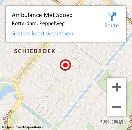 Locatie op kaart van de 112 melding: Ambulance Met Spoed Naar Rotterdam, Peppelweg op 10 april 2020 14:41