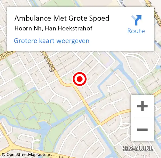 Locatie op kaart van de 112 melding: Ambulance Met Grote Spoed Naar Hoorn Nh, Han Hoekstrahof op 10 april 2020 15:17