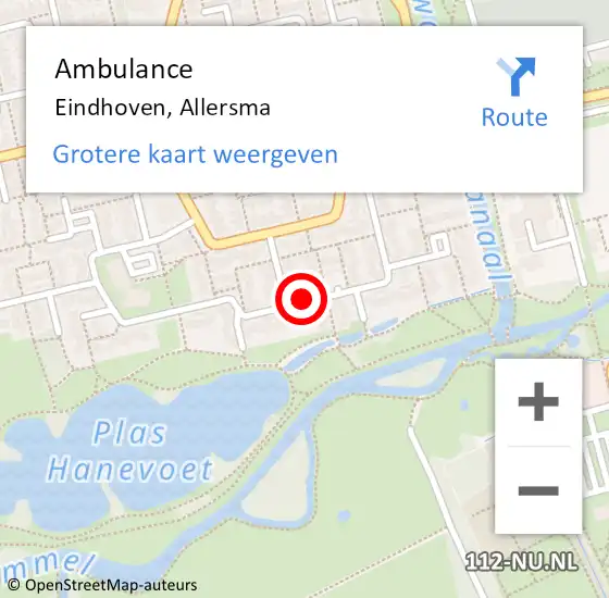 Locatie op kaart van de 112 melding: Ambulance Eindhoven, Allersma op 10 april 2020 16:57