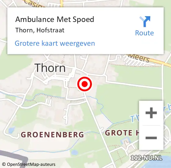 Locatie op kaart van de 112 melding: Ambulance Met Spoed Naar Thorn, Hofstraat op 10 april 2020 17:34