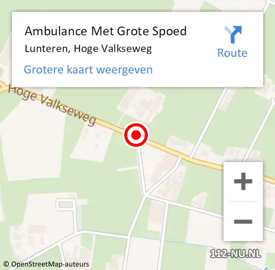 Locatie op kaart van de 112 melding: Ambulance Met Grote Spoed Naar Lunteren, Hoge Valkseweg op 10 april 2020 18:13