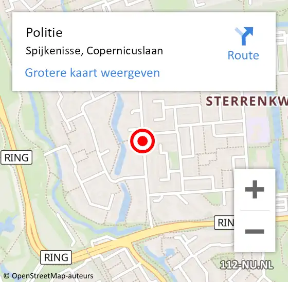 Locatie op kaart van de 112 melding: Politie Spijkenisse, Copernicuslaan op 10 april 2020 18:43